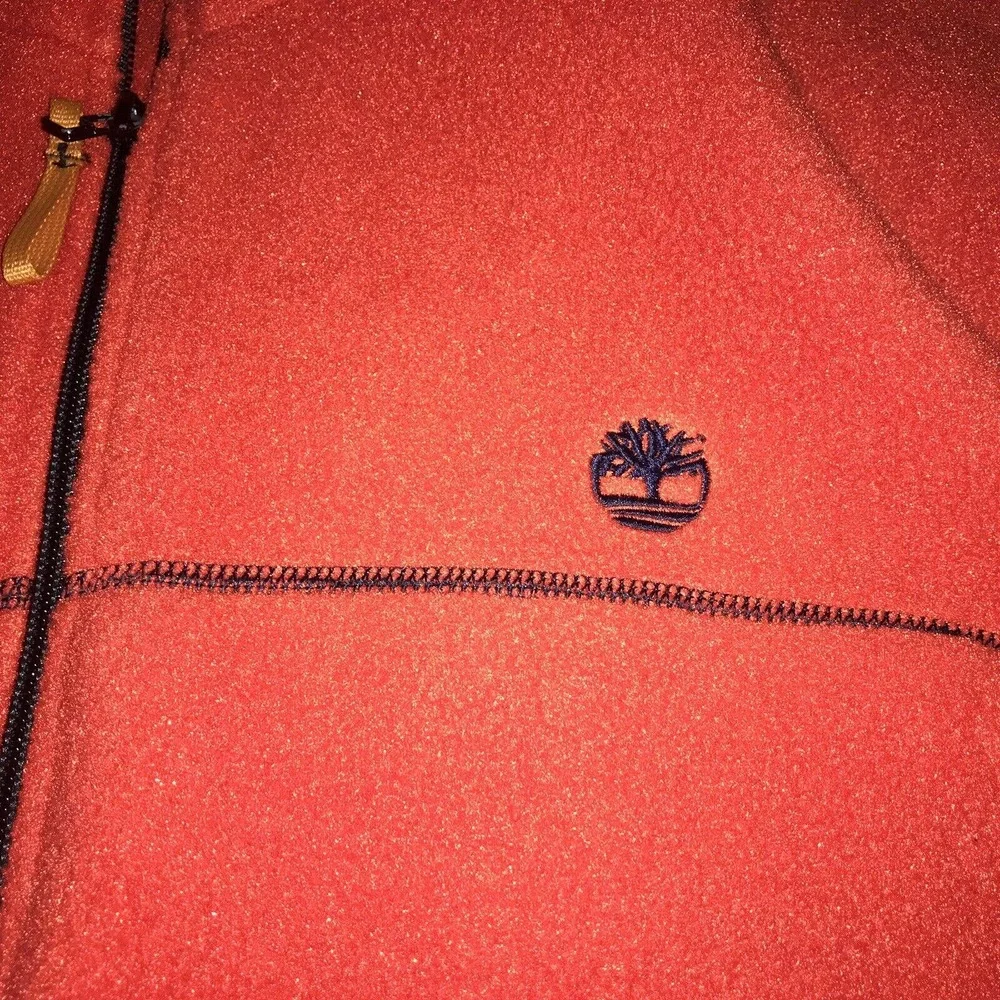 Timberland Weathergear Mens XXL Polartec Fleece Orange Navy Trim Full Zip Vest - Picture 2 of 9